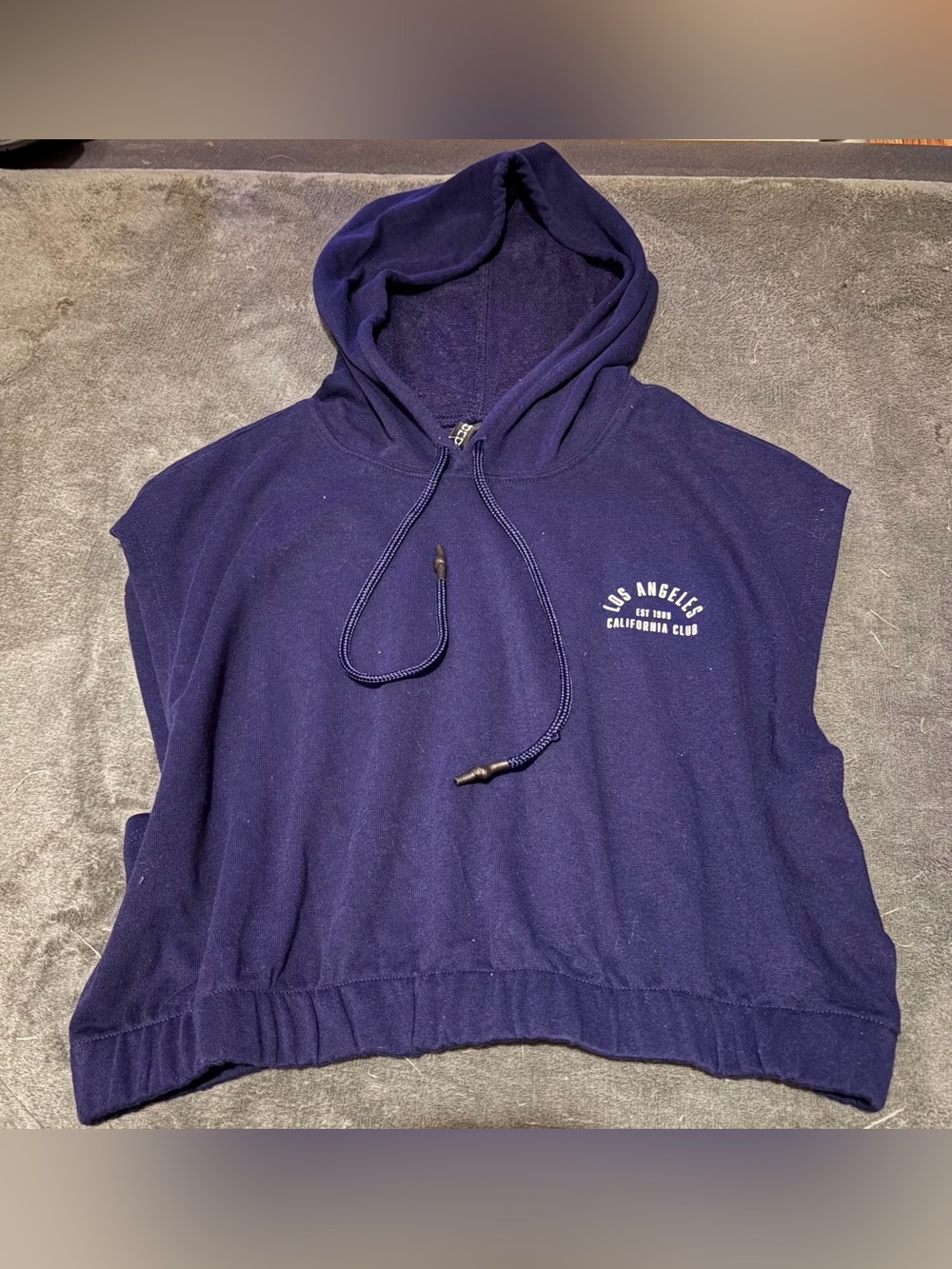 Women’s Los Angeles Graphic Navy Hooded Crop vest
